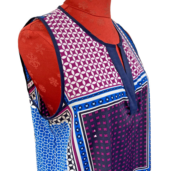 41 Hawthorn Sleeveless Top Blouse Size M Multicolor Geometric Blue Pink Purple - Picture 5 of 7